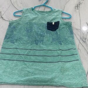 Kids' Green Tank Top with Navy Pocket